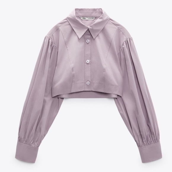 NWT Zara Voluminous Cropped Poplin Shirt - Picture 5 of 10